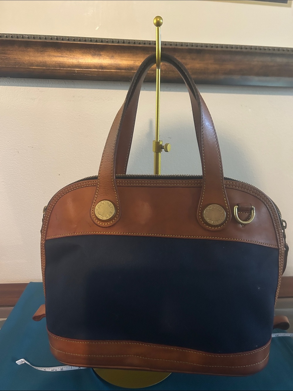 Dooney & Bourke Navy and Brown Satchel